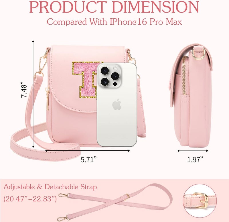 Viverte Crossbody Purse for Teen Girls Small Initial Cell Phone Toddler Purse Leather Triple Compartment Crossbody Bags - Image 4